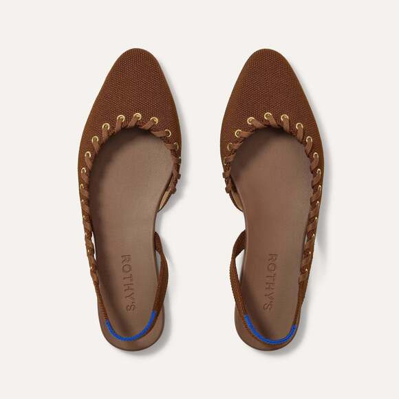 Rothy's Shoes - Rothy's The Almond Slingback - Eyelet Russet Size 6.5